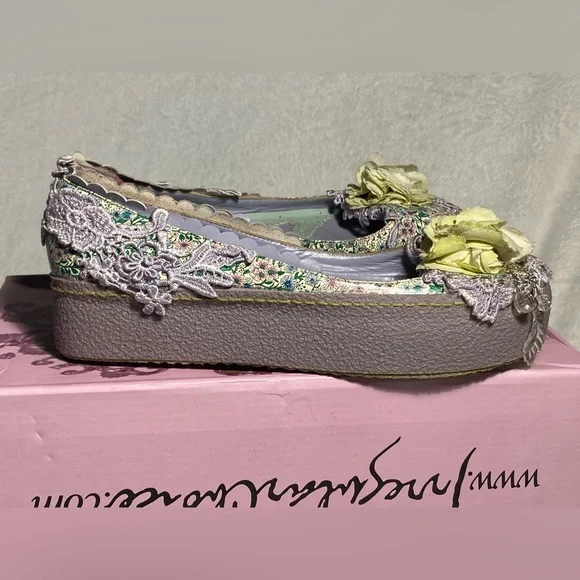 NWOT Irregular Choice platform ballet flats,lilac/mint floral,lace,flower, 7.5 - Picture 4 of 16